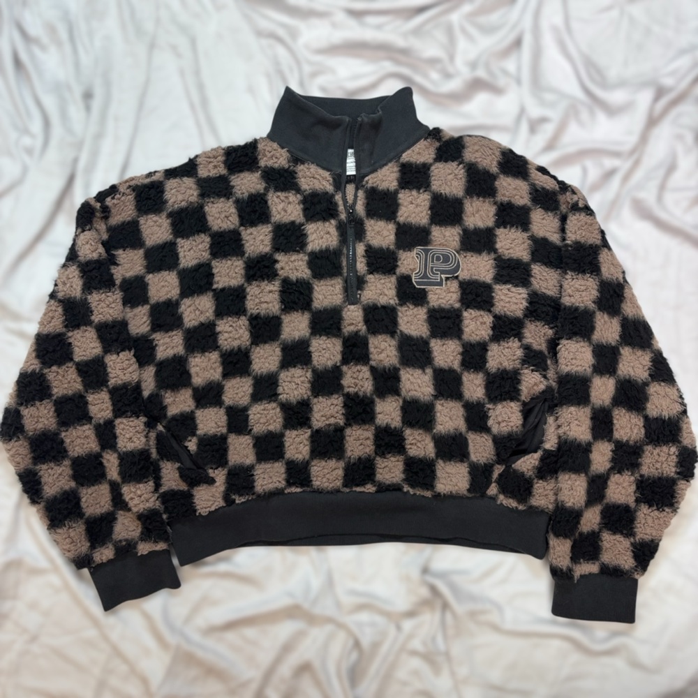 Victoria's Secret Pink Checkered Fleece Jacket